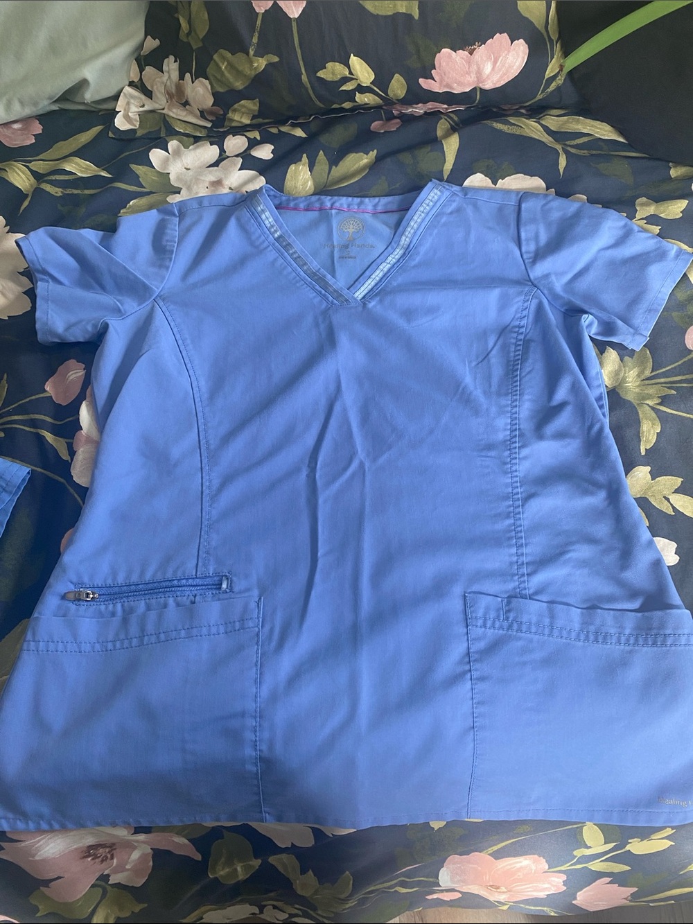 Healing Hands Ceil Blue Scrub Top - Picture 3 of 4
